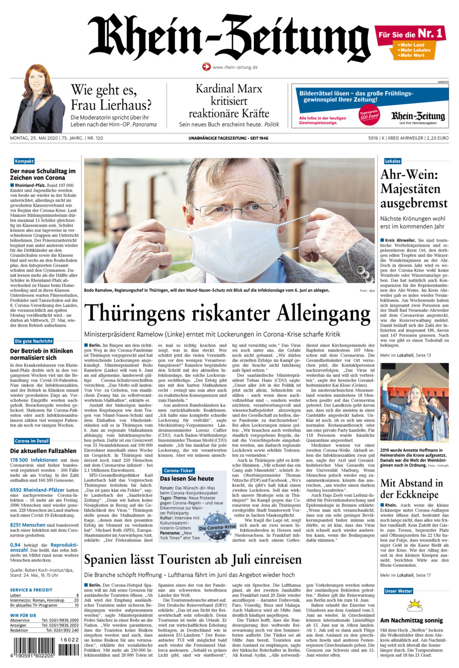 Rhein-Zeitung Kreis Ahrweiler vom Montag, 25.05.2020