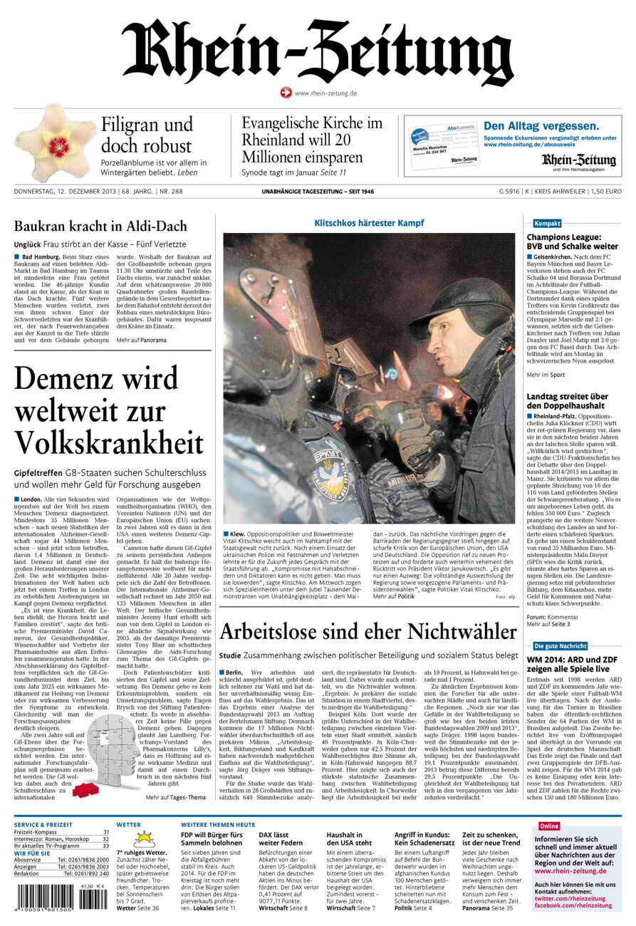 Rhein-Zeitung Kreis Ahrweiler vom Donnerstag, 12.12.2013
