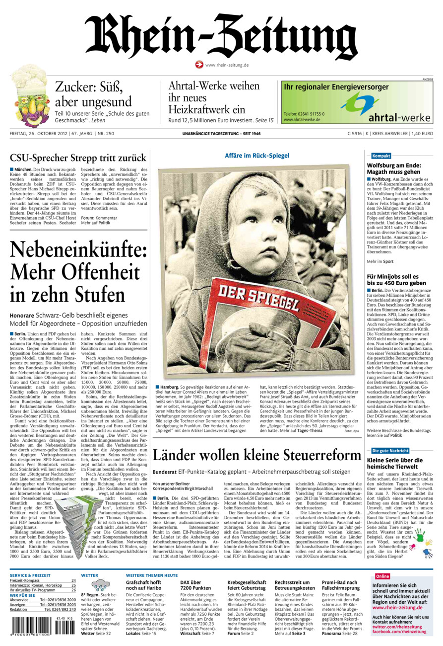 Rhein-Zeitung Kreis Ahrweiler vom Freitag, 26.10.2012