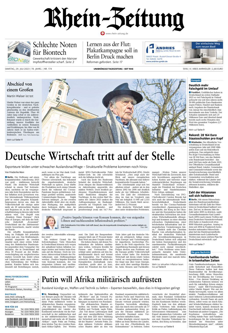 Rhein-Zeitung Kreis Ahrweiler vom Samstag, 29.07.2023