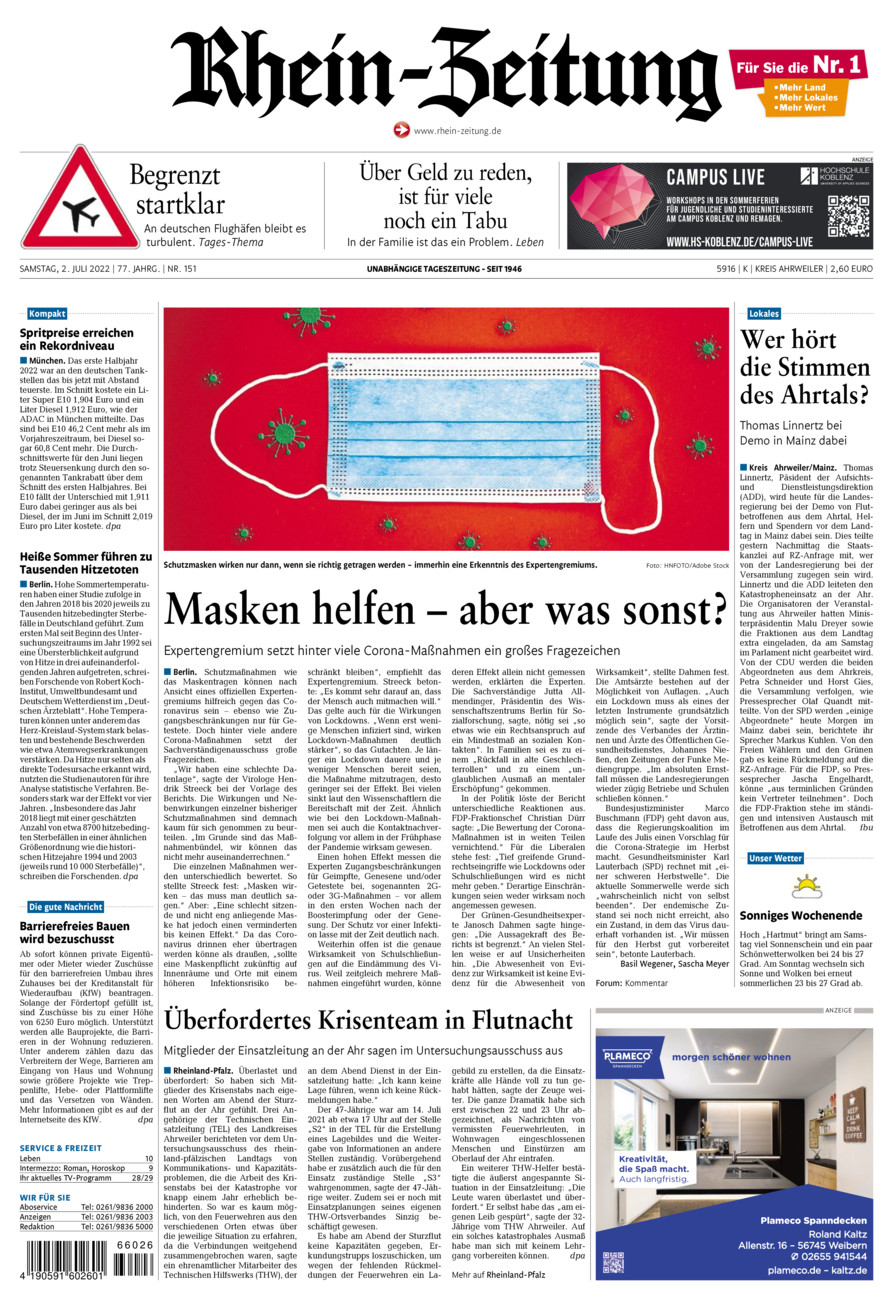 Rhein-Zeitung Kreis Ahrweiler vom Samstag, 02.07.2022