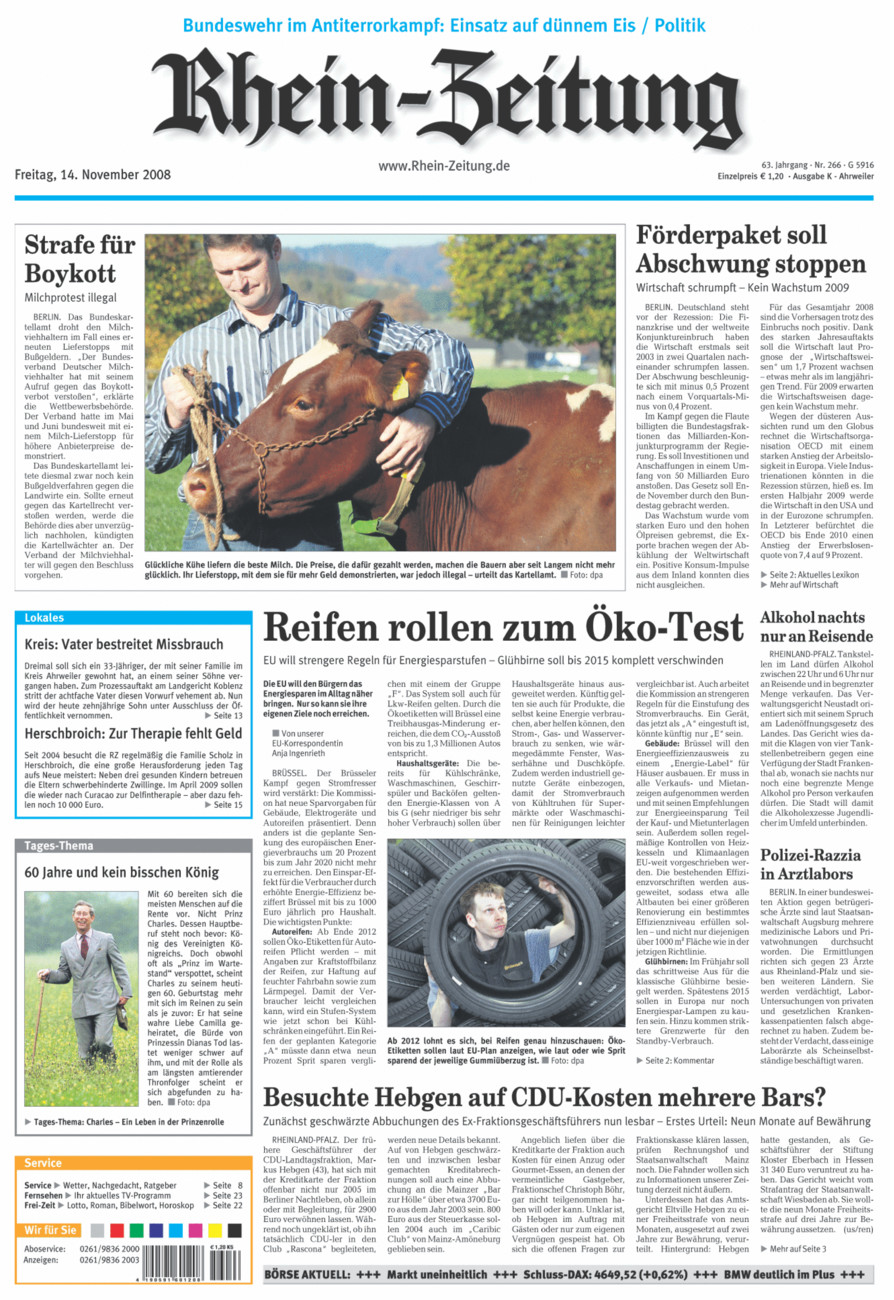 Rhein-Zeitung Kreis Ahrweiler vom Freitag, 14.11.2008