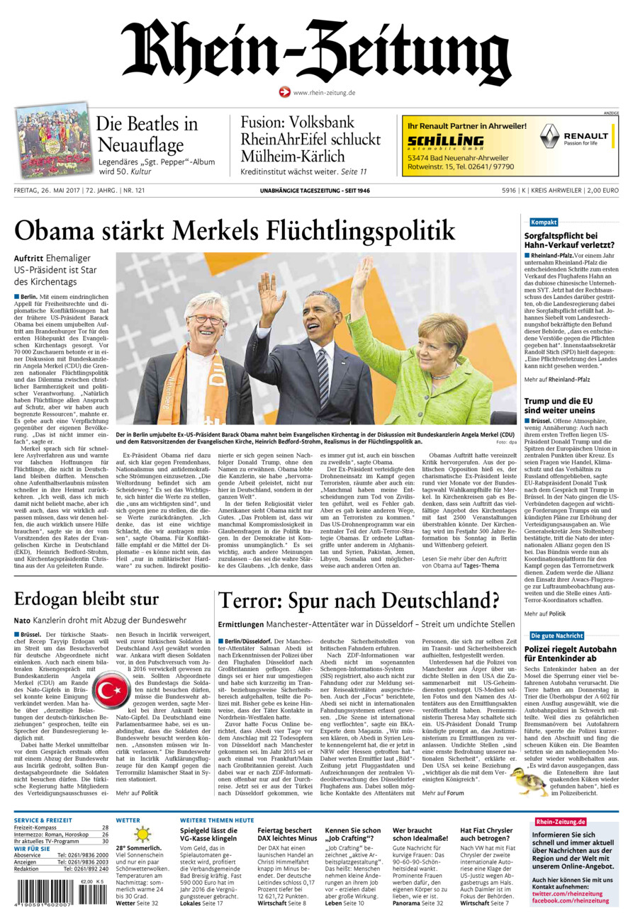 Rhein-Zeitung Kreis Ahrweiler vom Freitag, 26.05.2017