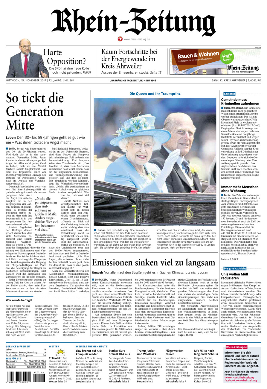 Rhein-Zeitung Kreis Ahrweiler vom Mittwoch, 15.11.2017