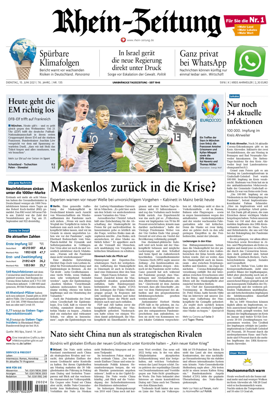 Rhein-Zeitung Kreis Ahrweiler vom Dienstag, 15.06.2021