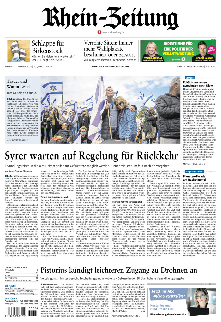 Rhein-Zeitung Kreis Ahrweiler vom Freitag, 21.02.2025