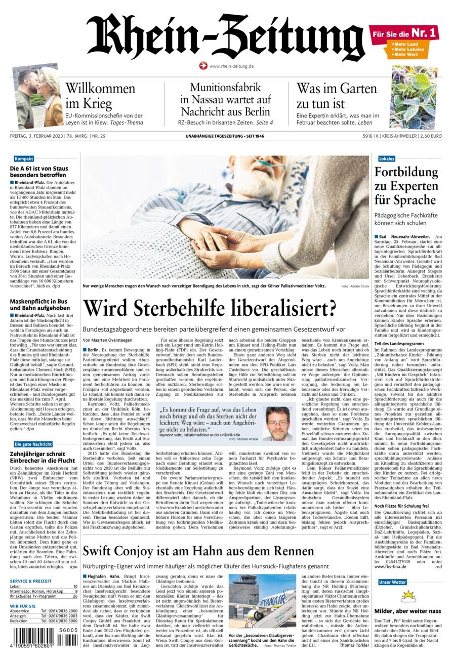 Rhein-Zeitung Kreis Ahrweiler vom Freitag, 03.02.2023
