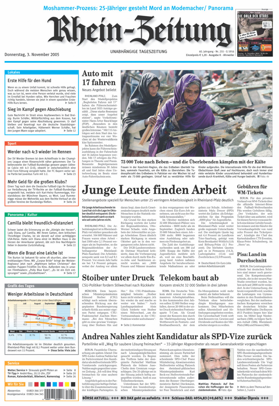 Rhein-Zeitung Kreis Ahrweiler vom Donnerstag, 03.11.2005