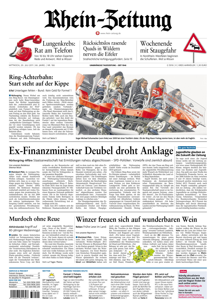 Rhein-Zeitung Kreis Ahrweiler vom Mittwoch, 20.07.2011