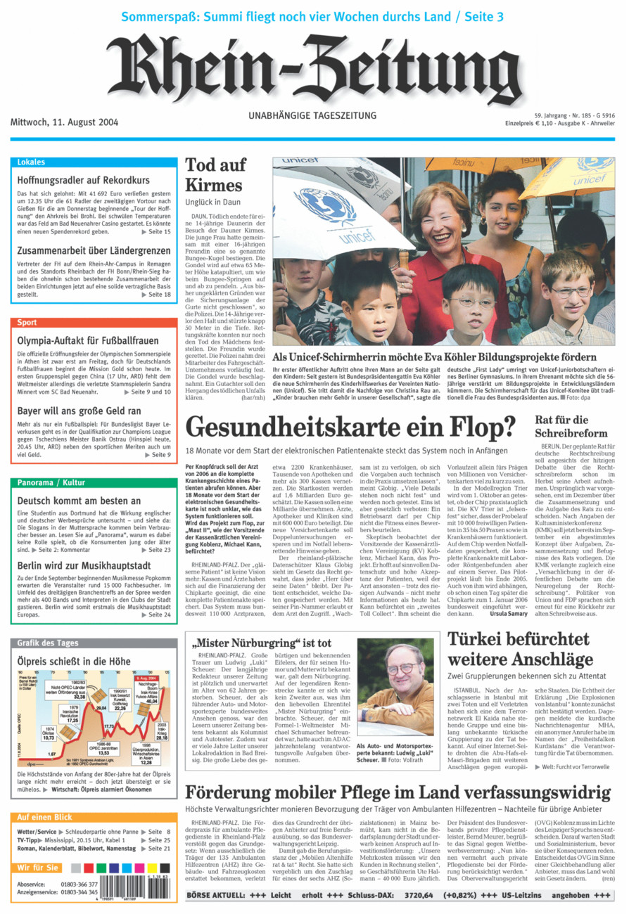 Rhein-Zeitung Kreis Ahrweiler vom Mittwoch, 11.08.2004