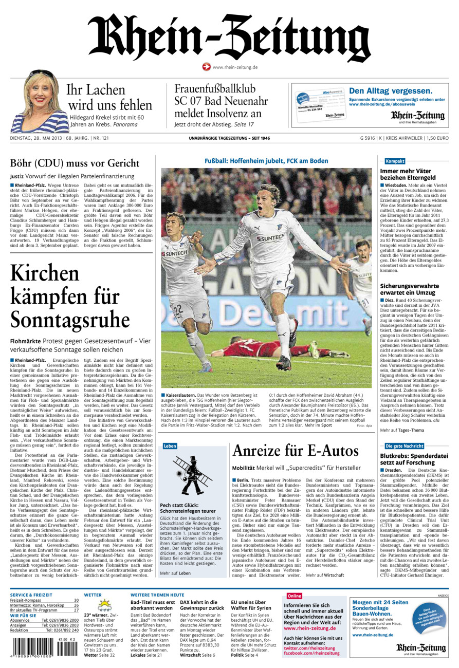 Rhein-Zeitung Kreis Ahrweiler vom Dienstag, 28.05.2013