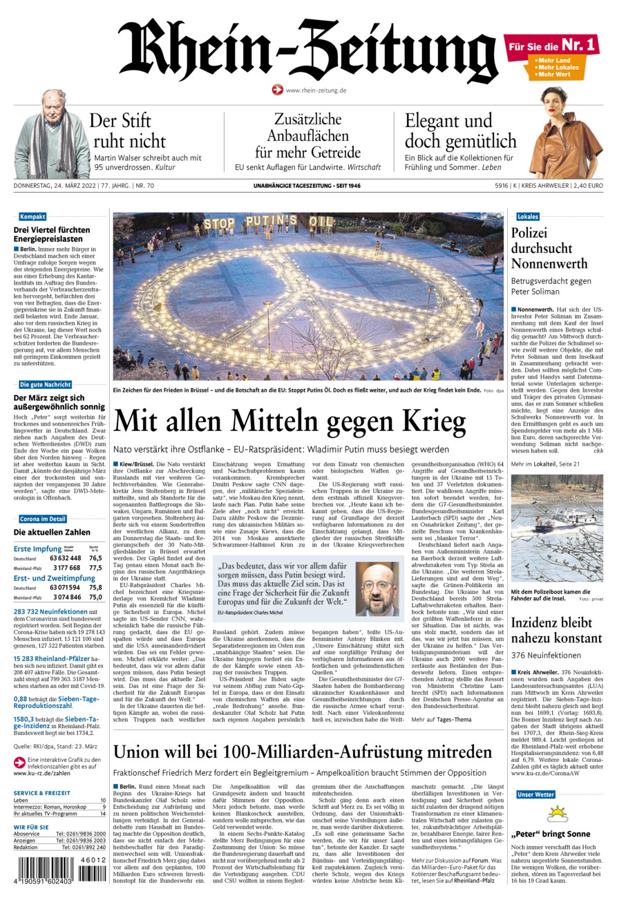 Rhein-Zeitung Kreis Ahrweiler vom Donnerstag, 24.03.2022