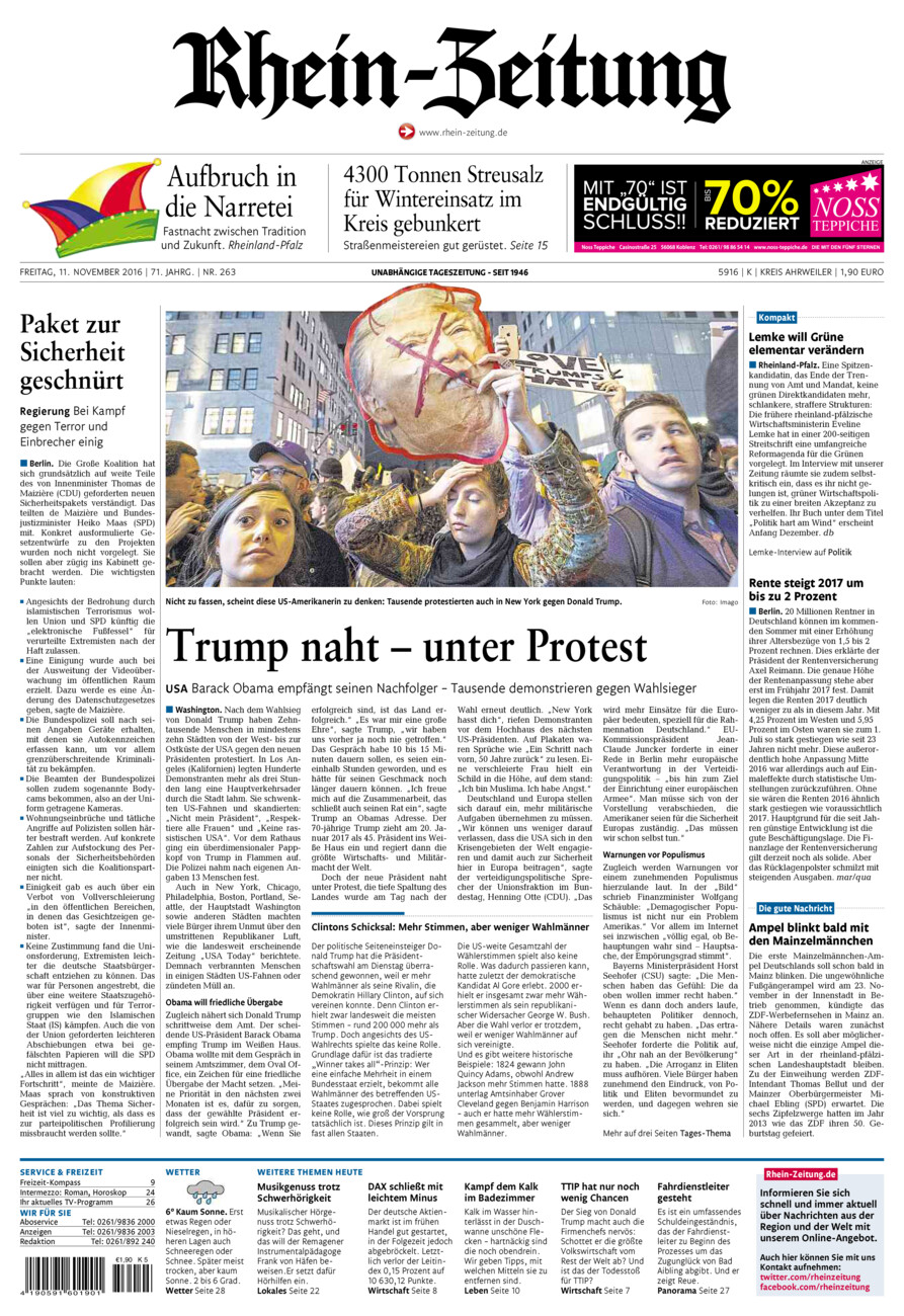 Rhein-Zeitung Kreis Ahrweiler vom Freitag, 11.11.2016
