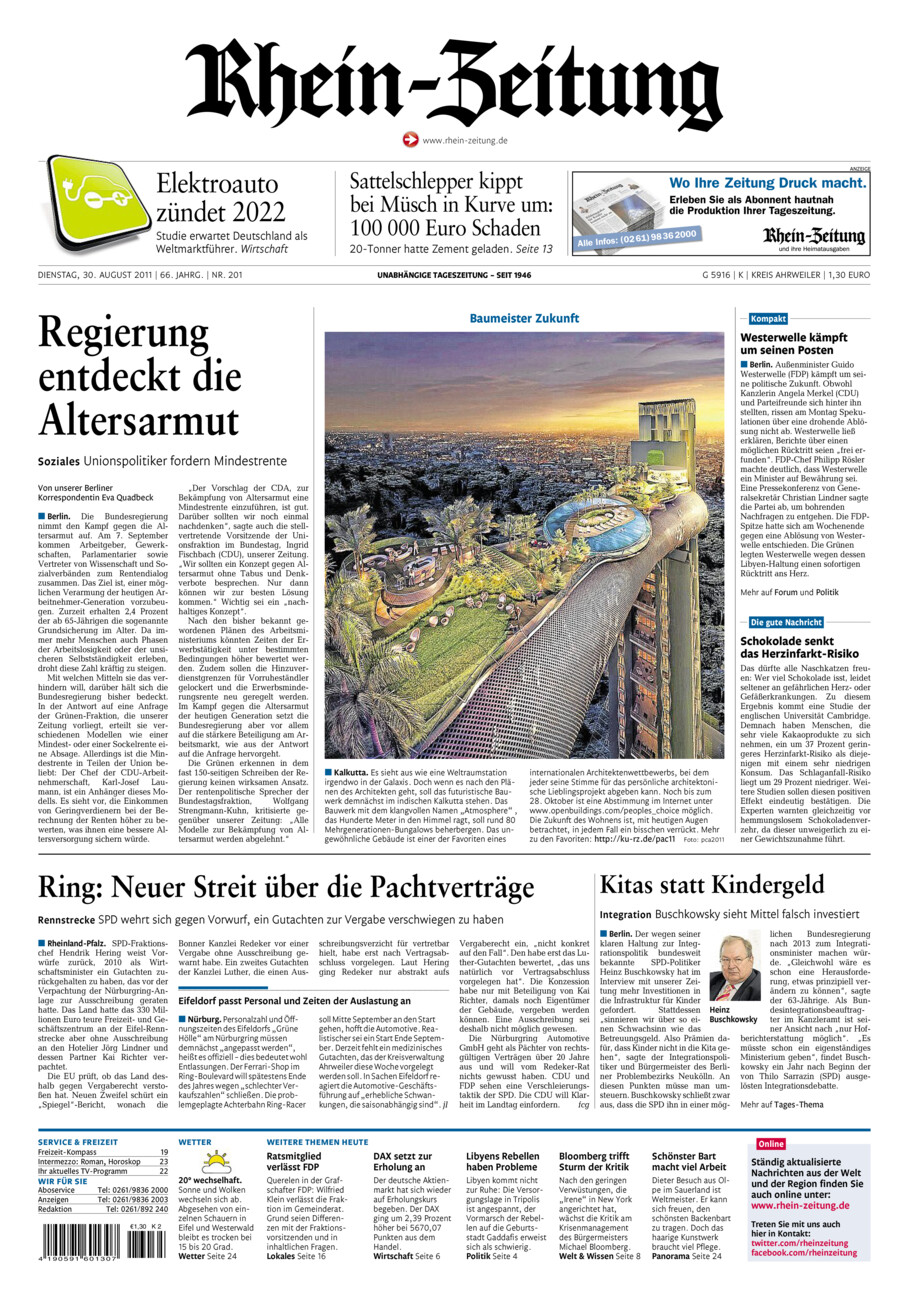 Rhein-Zeitung Kreis Ahrweiler vom Dienstag, 30.08.2011