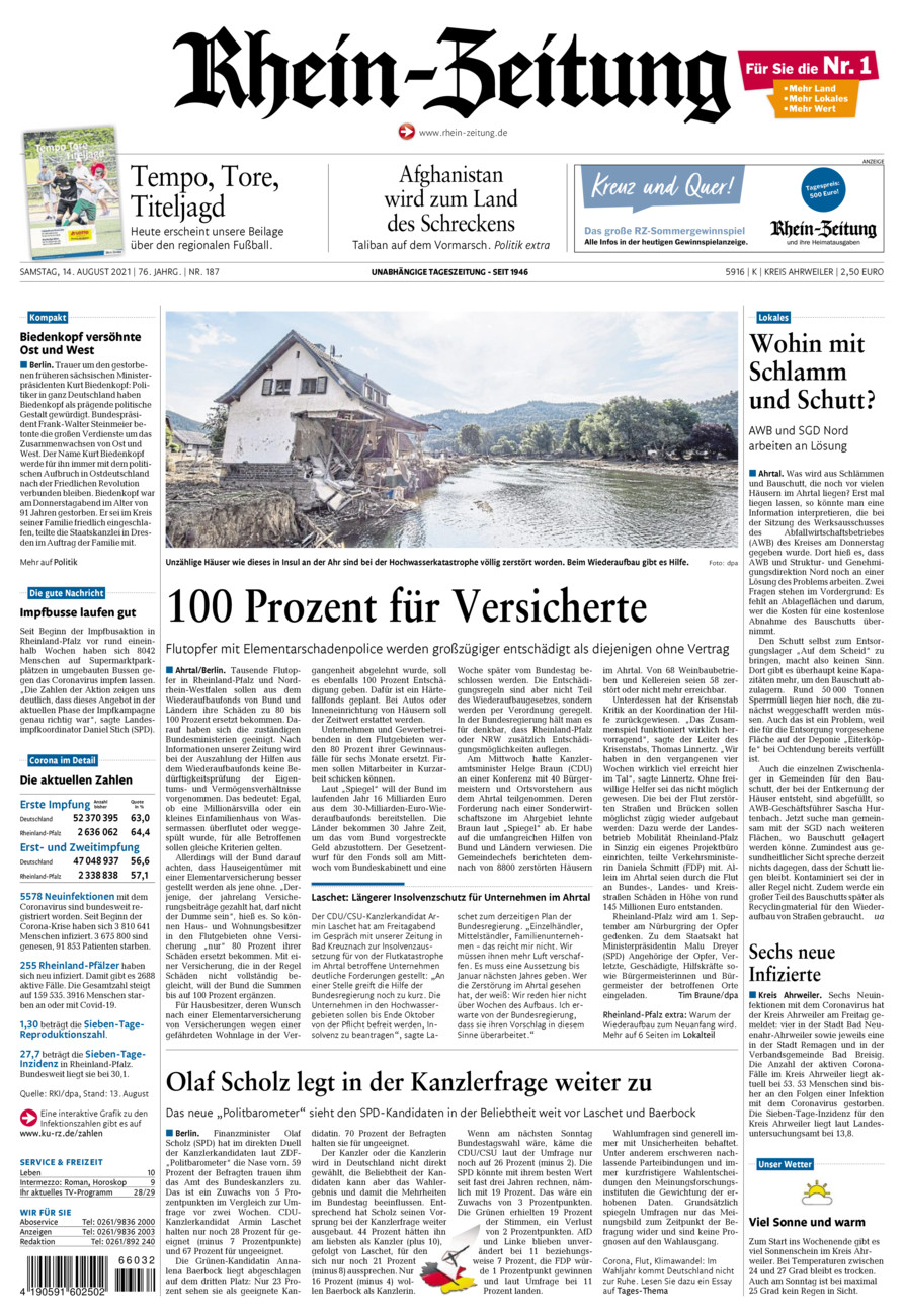 Rhein-Zeitung Kreis Ahrweiler vom Samstag, 14.08.2021