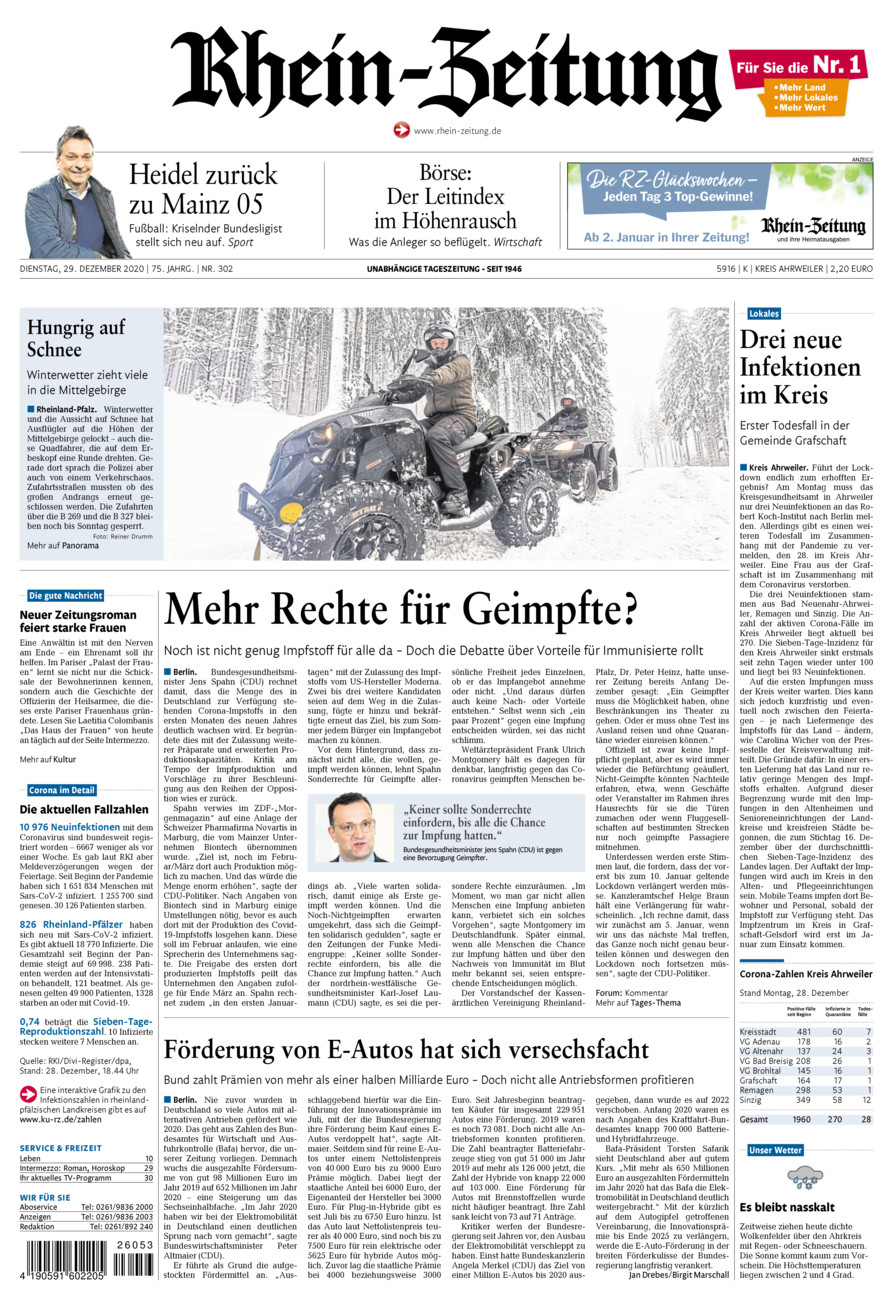 Rhein-Zeitung Kreis Ahrweiler vom Dienstag, 29.12.2020