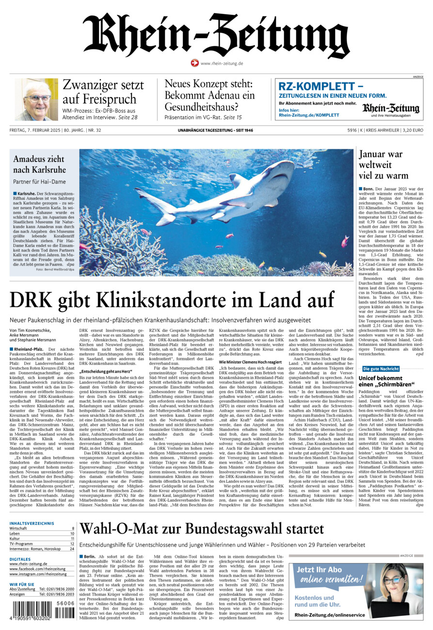 Rhein-Zeitung Kreis Ahrweiler vom Freitag, 07.02.2025