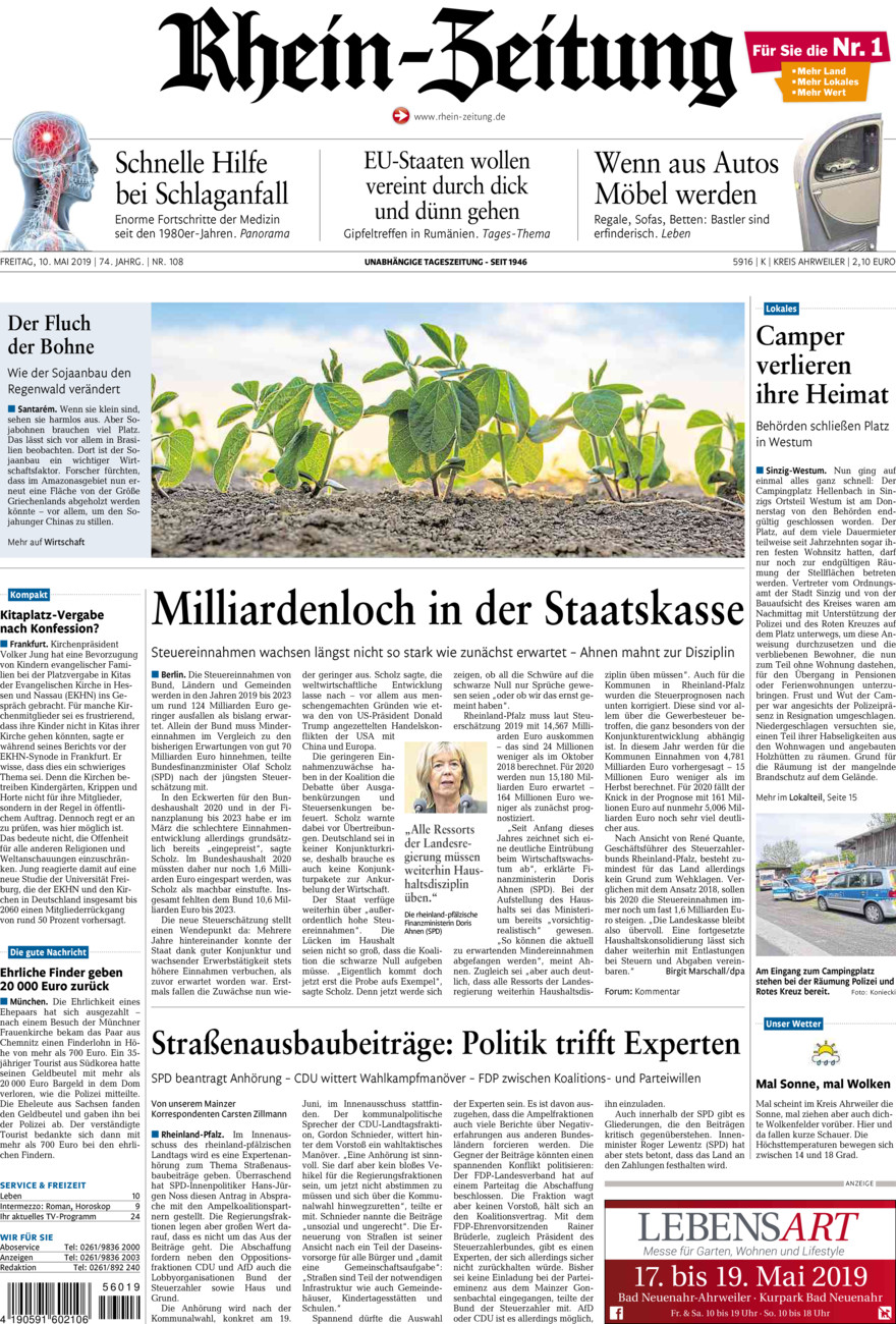 Rhein-Zeitung Kreis Ahrweiler vom Freitag, 10.05.2019