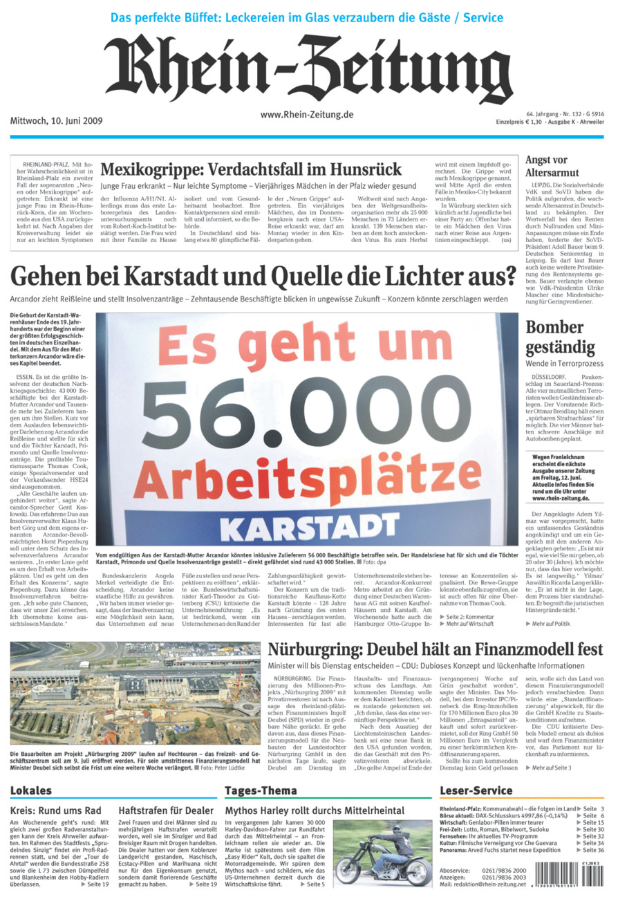 Rhein-Zeitung Kreis Ahrweiler vom Mittwoch, 10.06.2009
