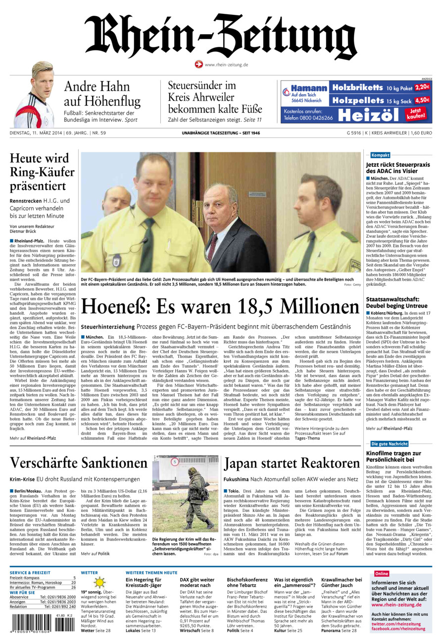 Rhein-Zeitung Kreis Ahrweiler vom Dienstag, 11.03.2014