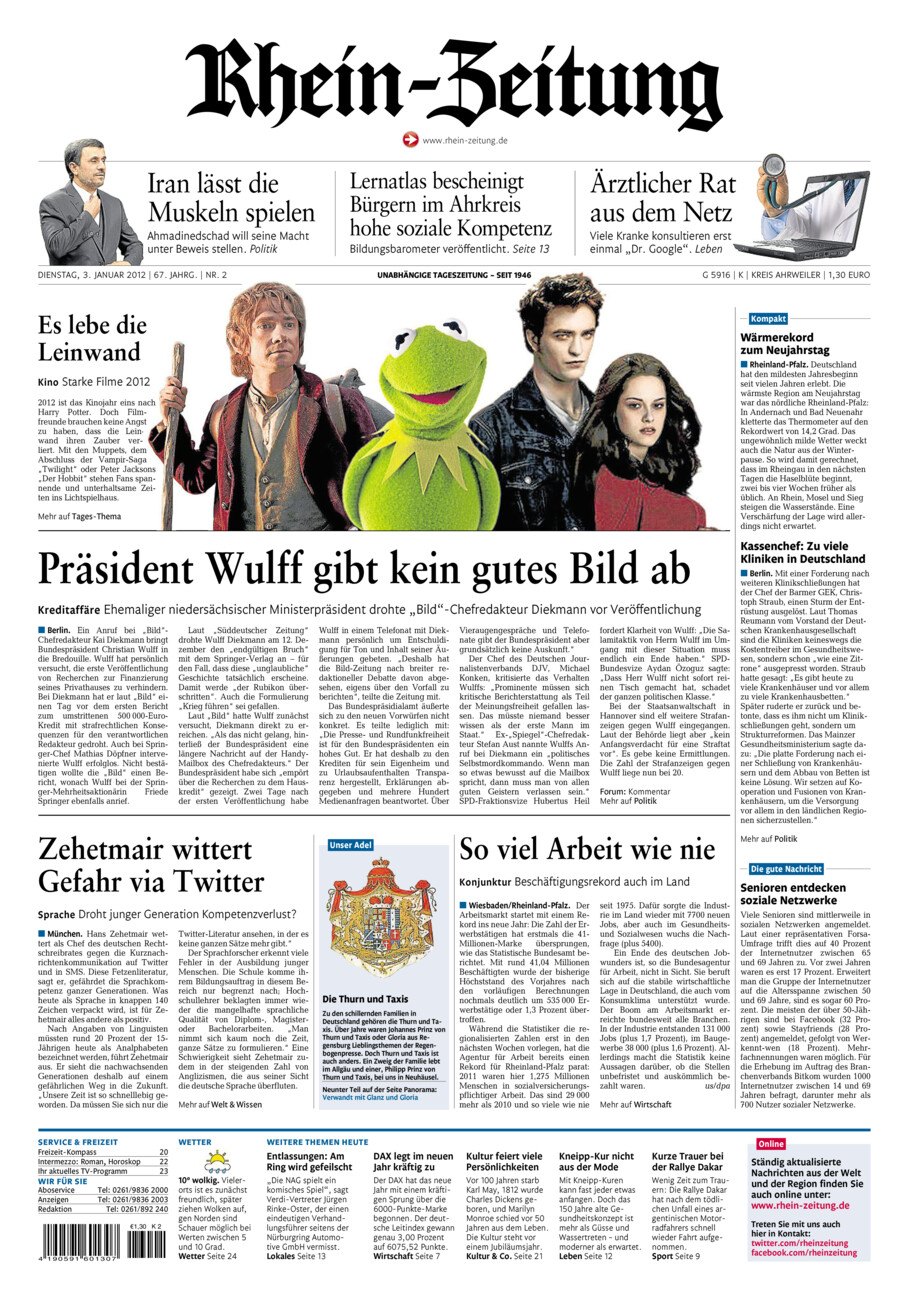 Rhein-Zeitung Kreis Ahrweiler vom Dienstag, 03.01.2012