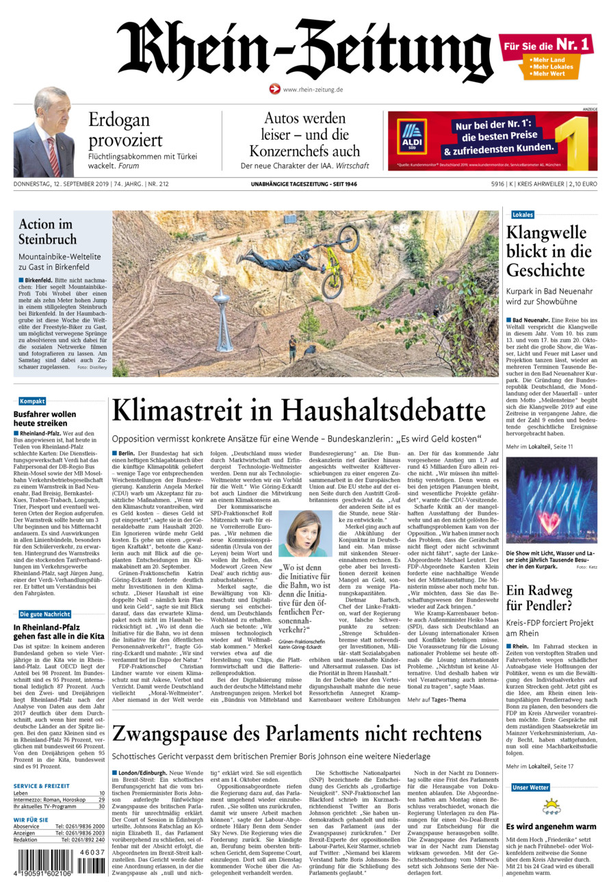 Rhein-Zeitung Kreis Ahrweiler vom Donnerstag, 12.09.2019