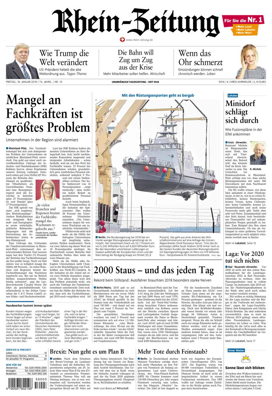 Rhein-Zeitung Kreis Ahrweiler vom Freitag, 18.01.2019