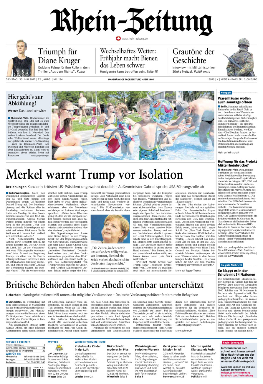 Rhein-Zeitung Kreis Ahrweiler vom Dienstag, 30.05.2017