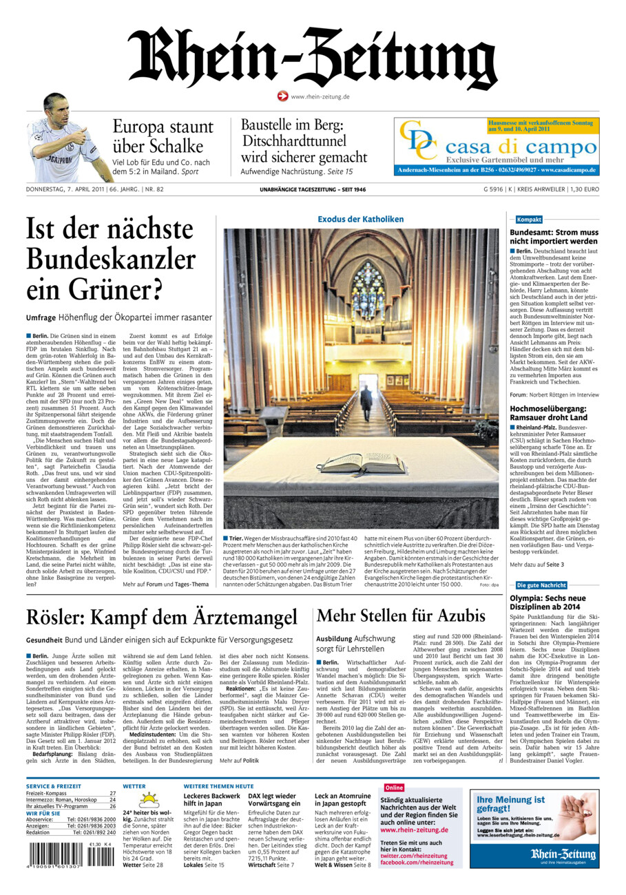 Rhein-Zeitung Kreis Ahrweiler vom Donnerstag, 07.04.2011