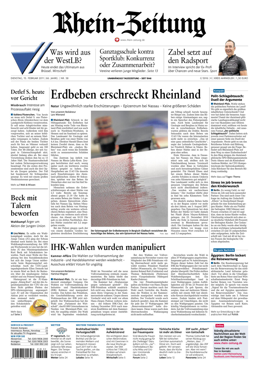 Rhein-Zeitung Kreis Ahrweiler vom Dienstag, 15.02.2011