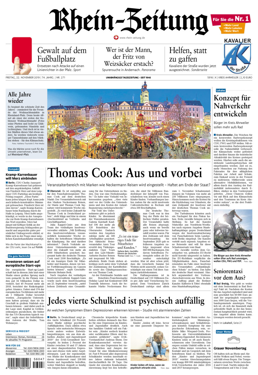 Rhein-Zeitung Kreis Ahrweiler vom Freitag, 22.11.2019