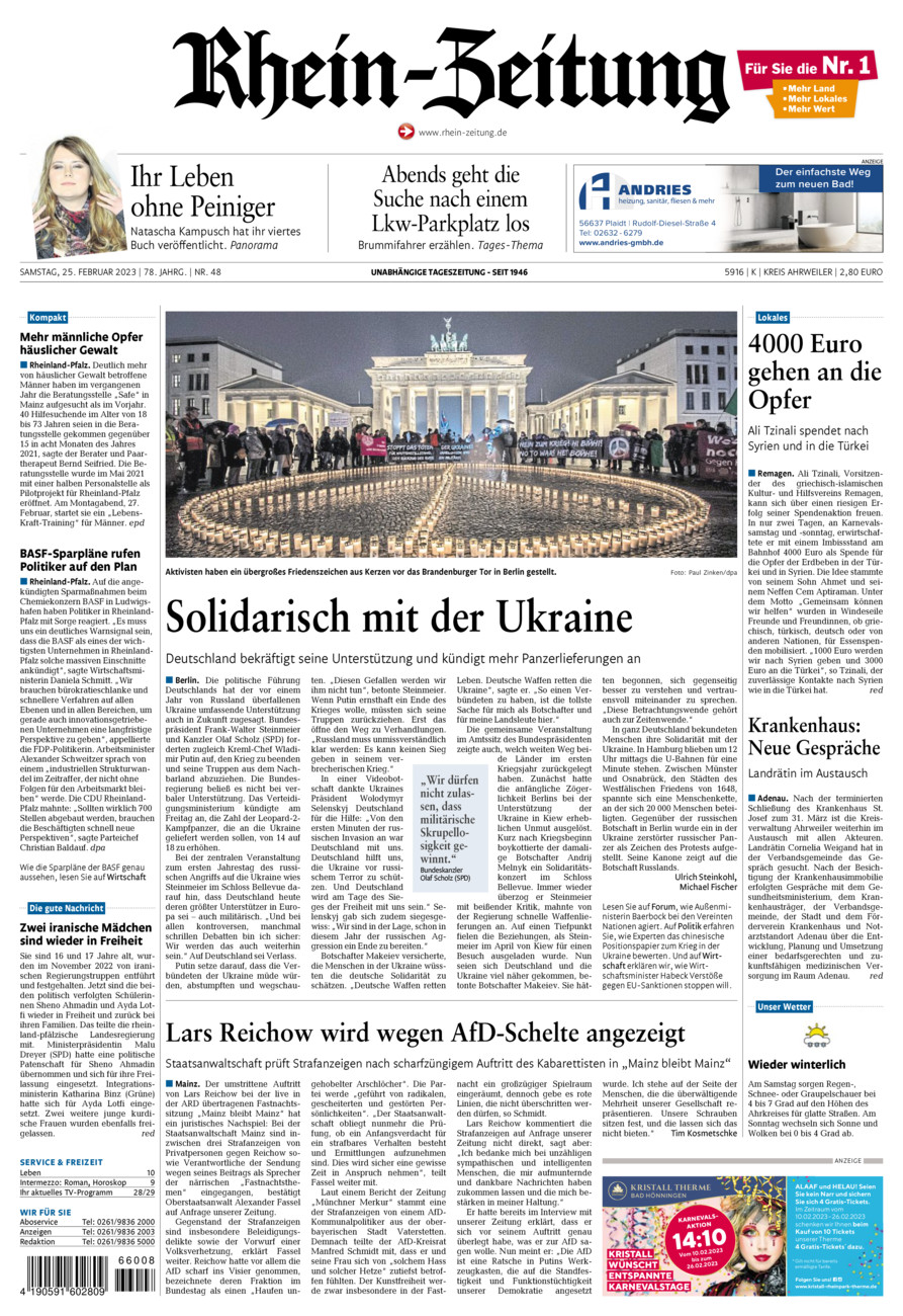 Rhein-Zeitung Kreis Ahrweiler vom Samstag, 25.02.2023