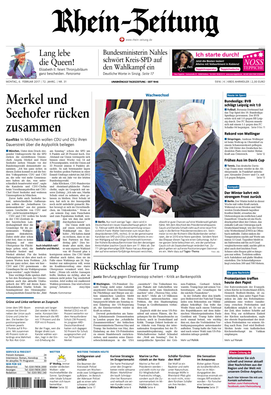 Rhein-Zeitung Kreis Ahrweiler vom Montag, 06.02.2017