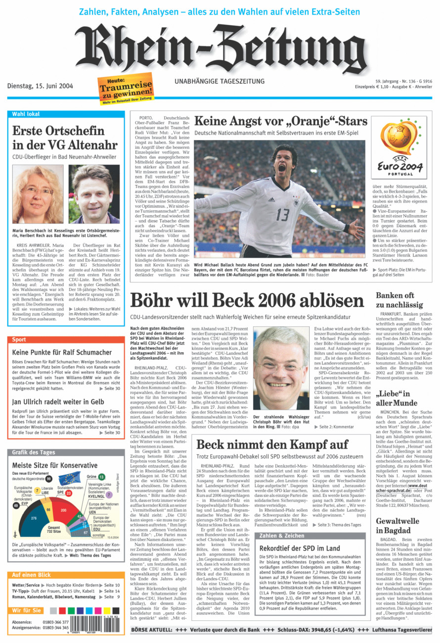 Rhein-Zeitung Kreis Ahrweiler vom Dienstag, 15.06.2004