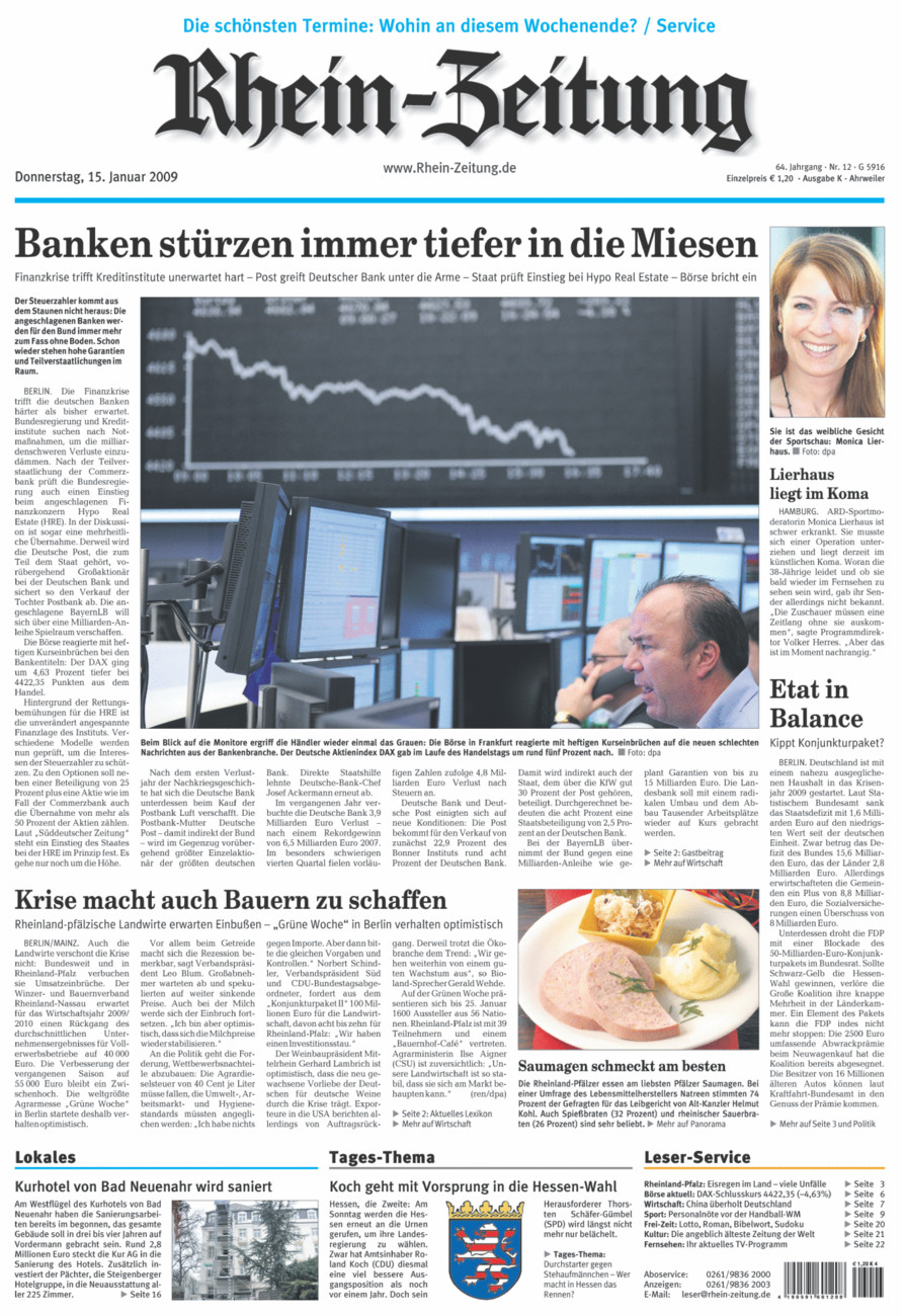 Rhein-Zeitung Kreis Ahrweiler vom Donnerstag, 15.01.2009