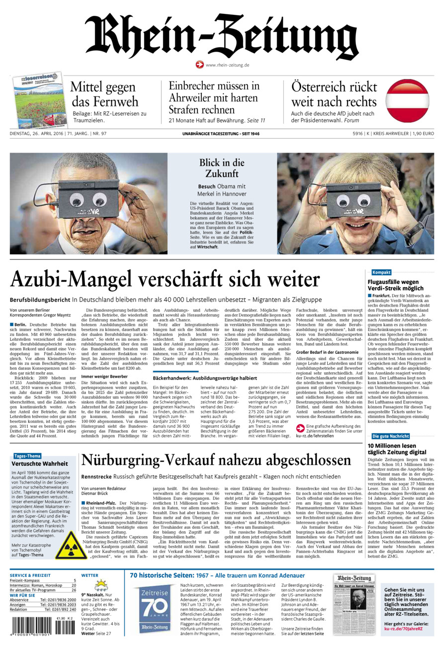 Rhein-Zeitung Kreis Ahrweiler vom Dienstag, 26.04.2016