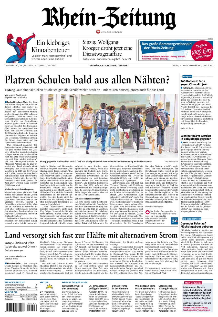 Rhein-Zeitung Kreis Ahrweiler vom Donnerstag, 13.07.2017