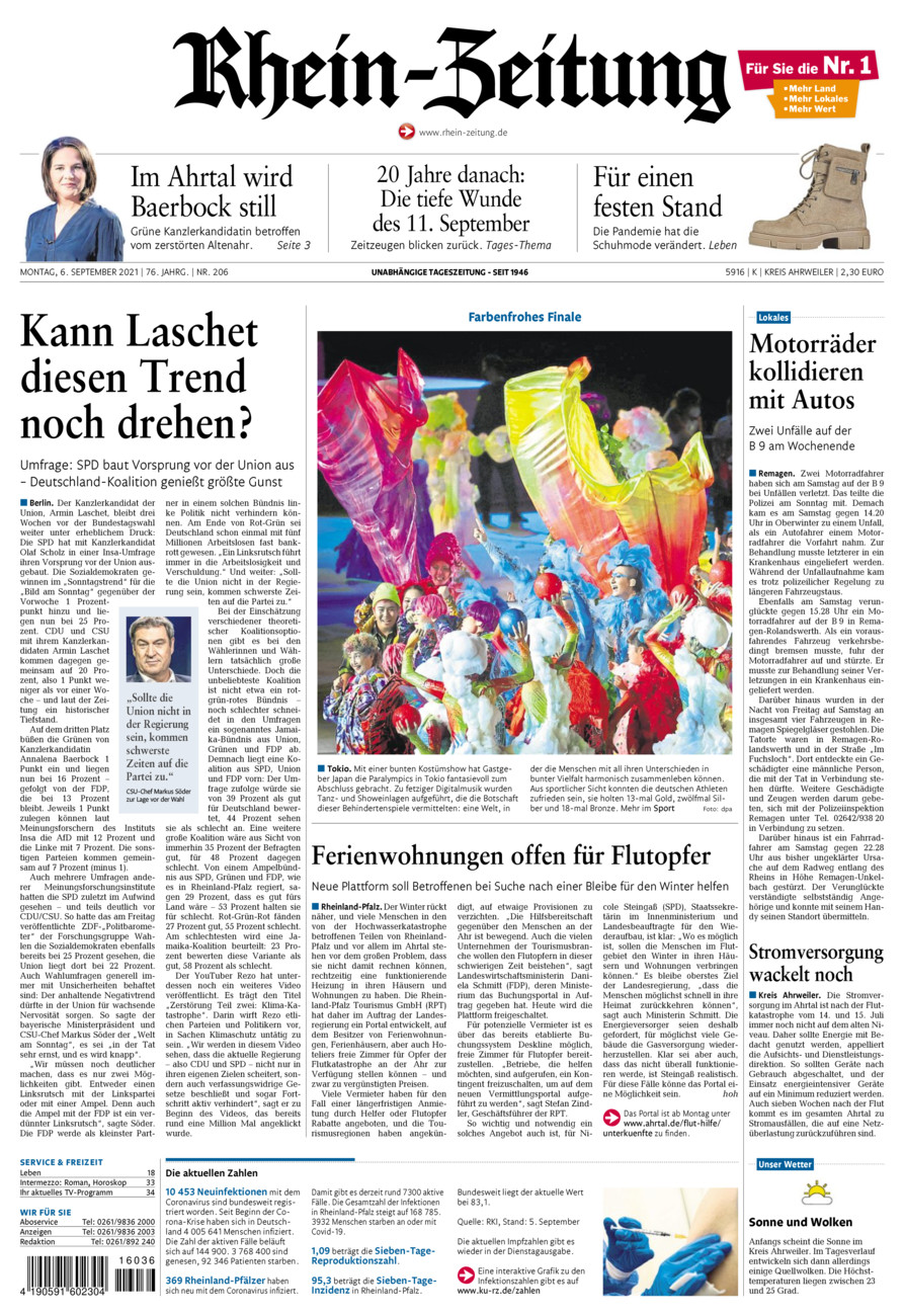 Rhein-Zeitung Kreis Ahrweiler vom Montag, 06.09.2021