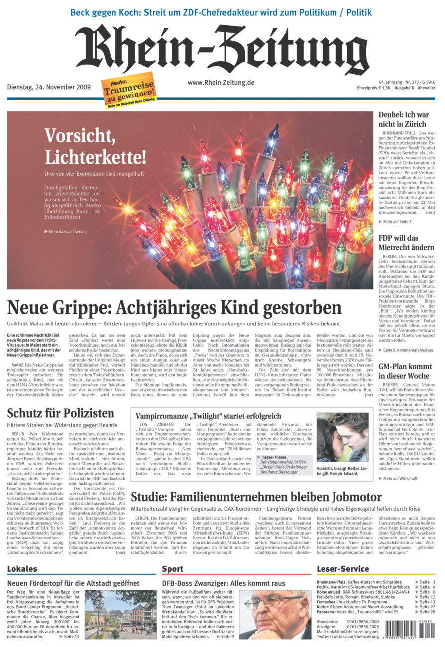 Rhein-Zeitung Kreis Ahrweiler vom Dienstag, 24.11.2009
