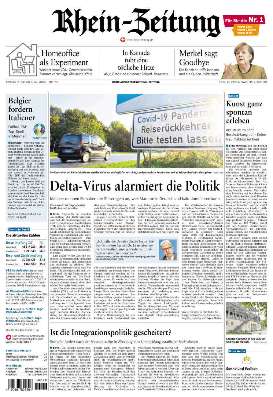 Rhein-Zeitung Kreis Ahrweiler vom Freitag, 02.07.2021