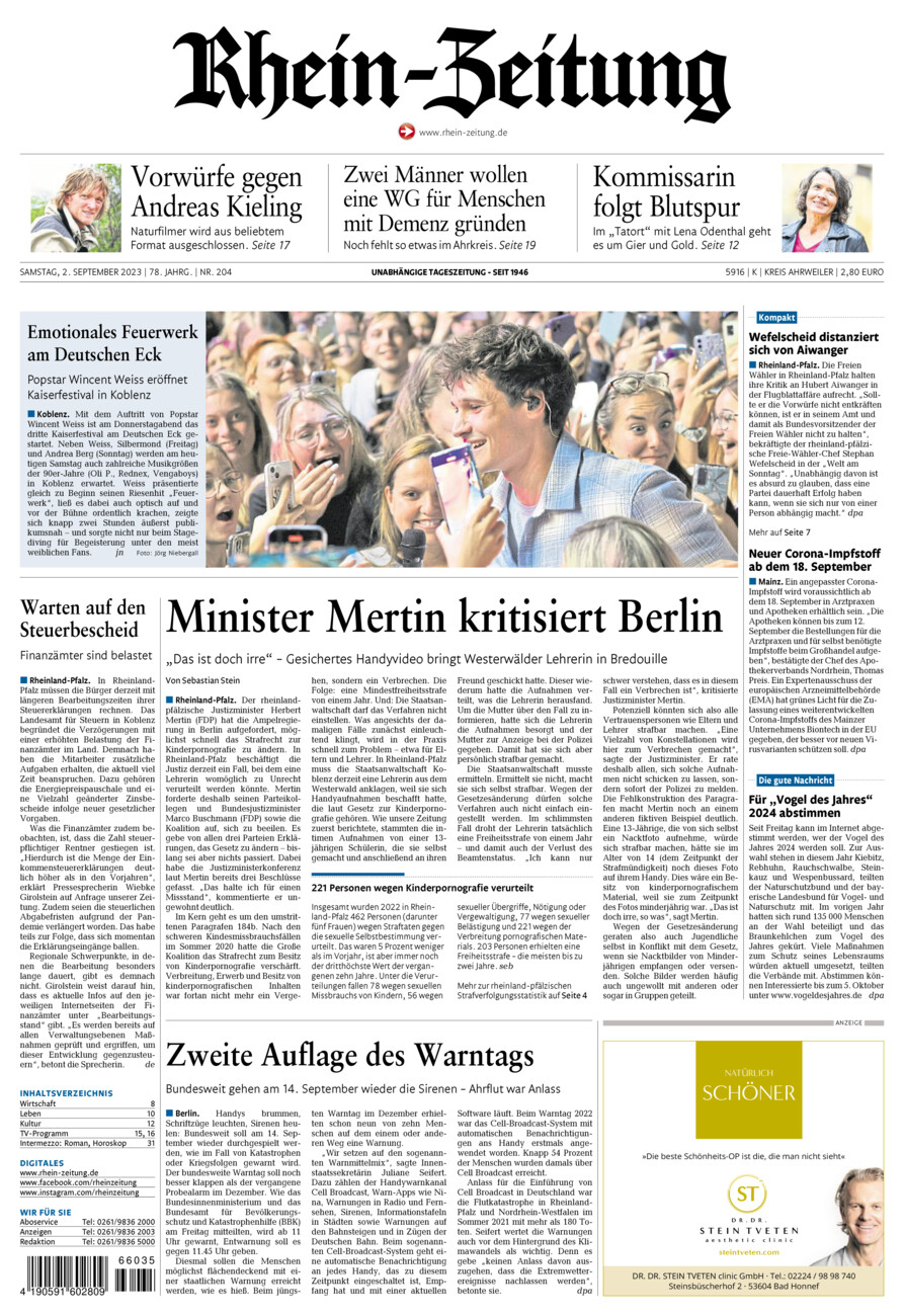 Rhein-Zeitung Kreis Ahrweiler vom Samstag, 02.09.2023