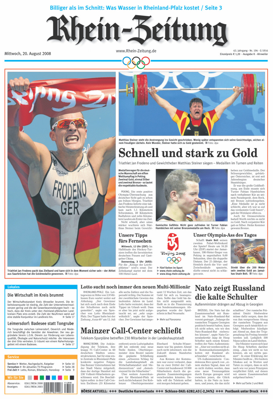 Rhein-Zeitung Kreis Ahrweiler vom Mittwoch, 20.08.2008