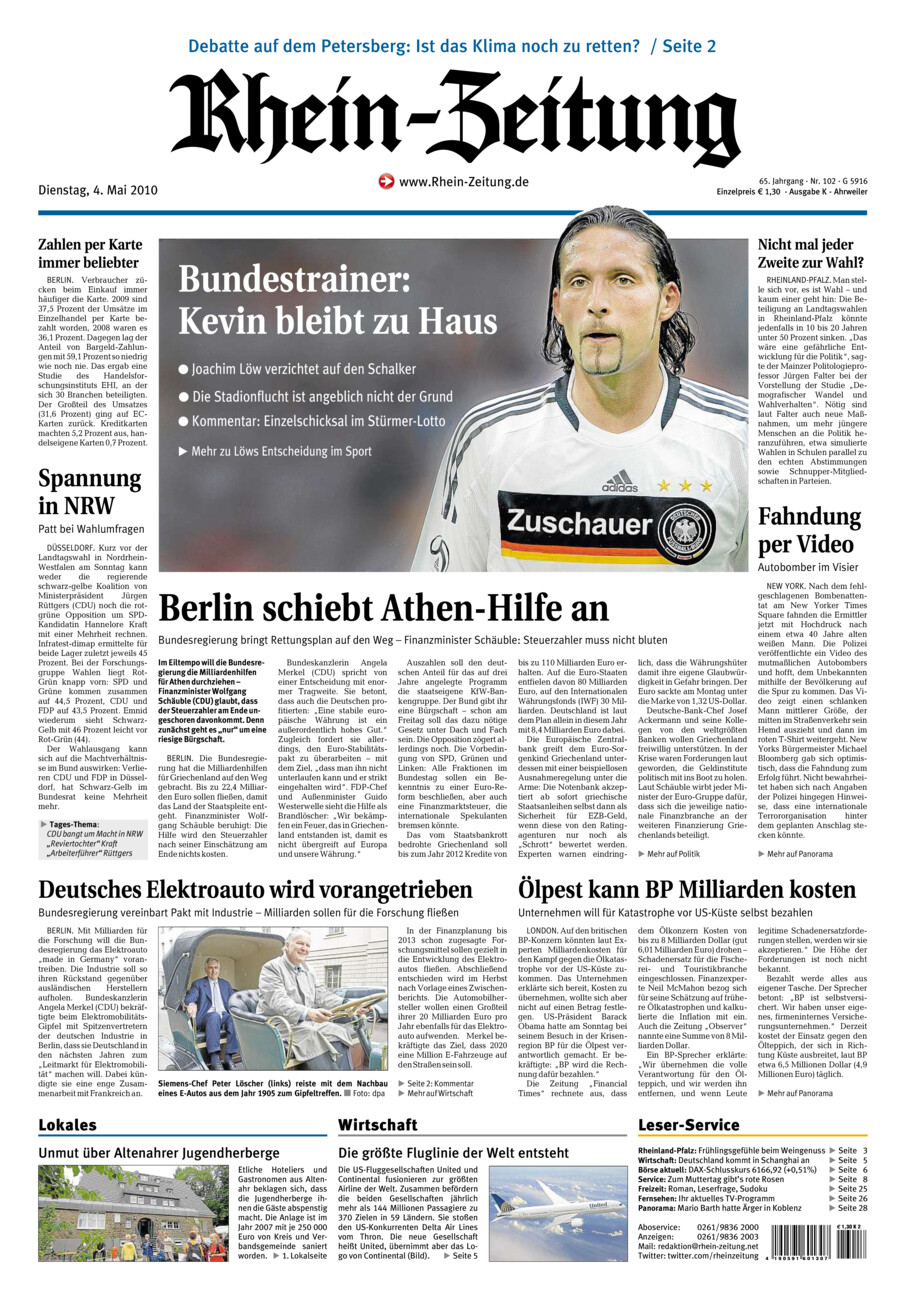 Rhein-Zeitung Kreis Ahrweiler vom Dienstag, 04.05.2010