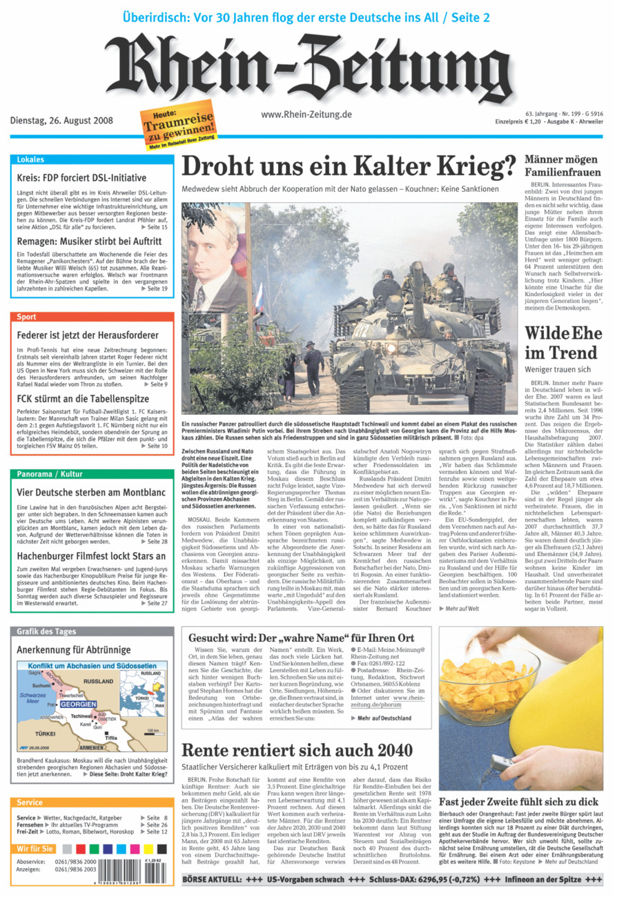 Rhein-Zeitung Kreis Ahrweiler vom Dienstag, 26.08.2008