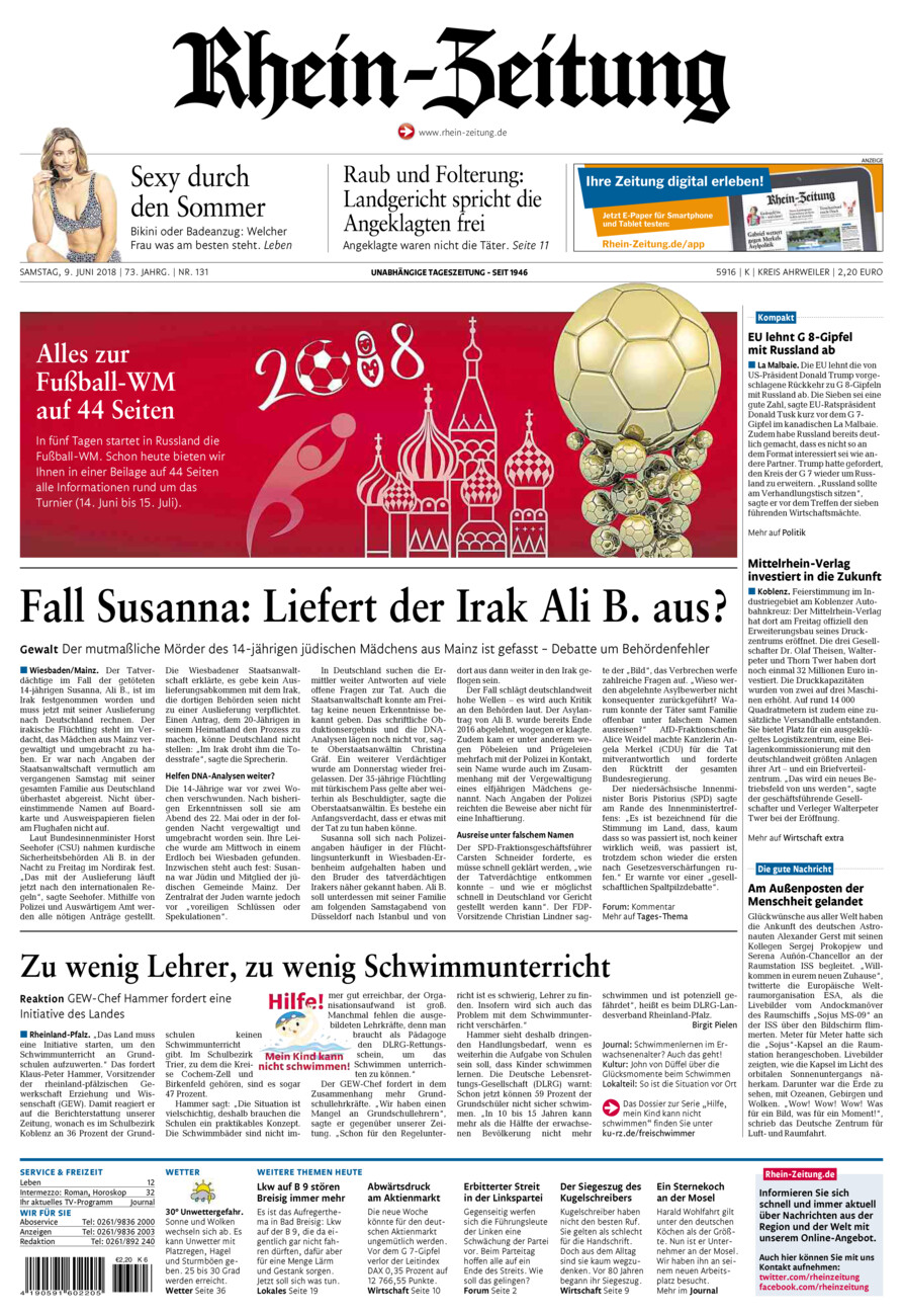 Rhein-Zeitung Kreis Ahrweiler vom Samstag, 09.06.2018