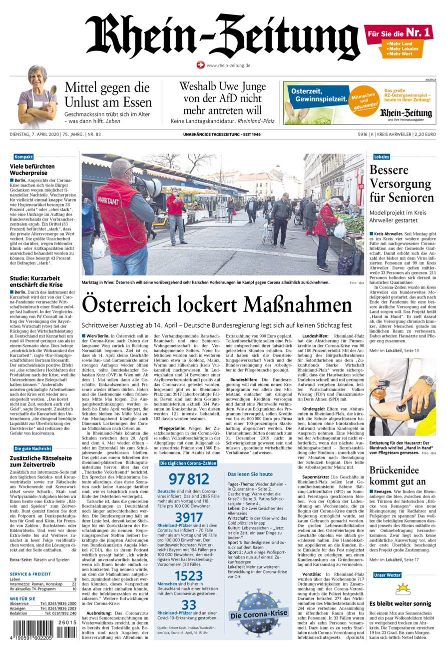 Rhein-Zeitung Kreis Ahrweiler vom Dienstag, 07.04.2020