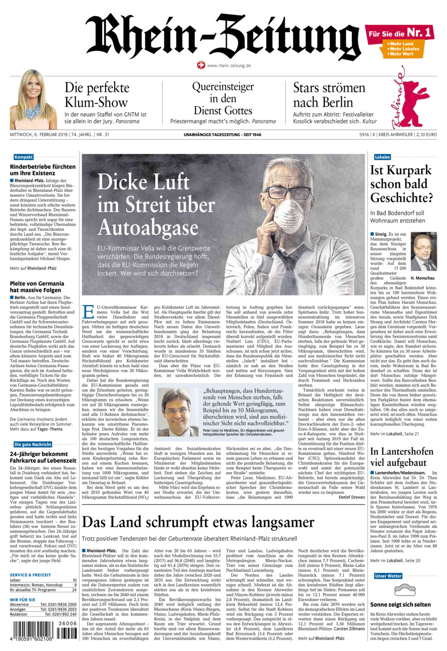 Rhein-Zeitung Kreis Ahrweiler vom Mittwoch, 06.02.2019