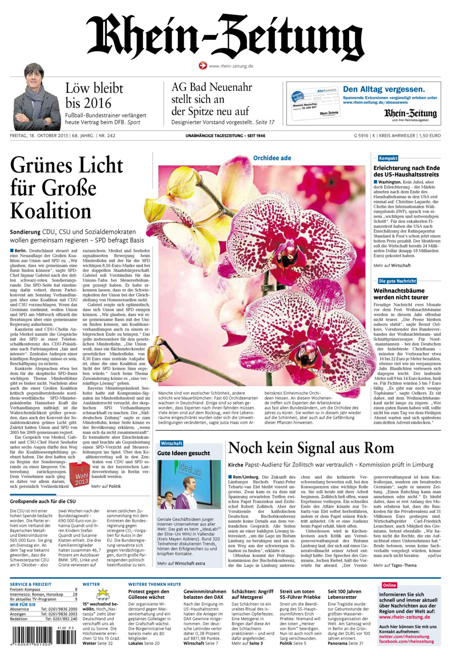 Rhein-Zeitung Kreis Ahrweiler vom Freitag, 18.10.2013