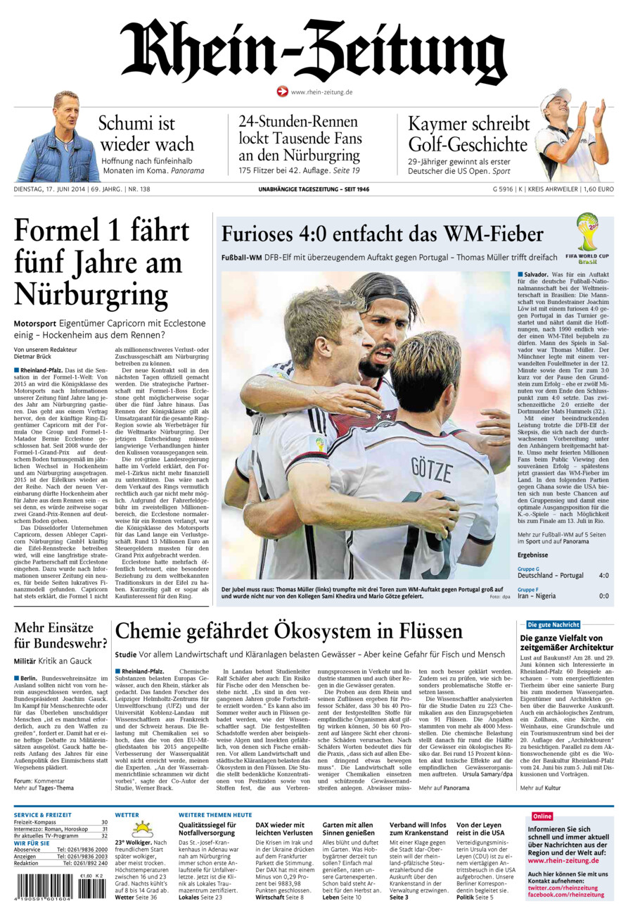 Rhein-Zeitung Kreis Ahrweiler vom Dienstag, 17.06.2014