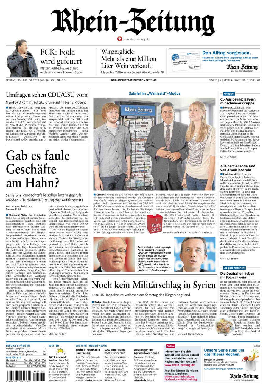 Rhein-Zeitung Kreis Ahrweiler vom Freitag, 30.08.2013